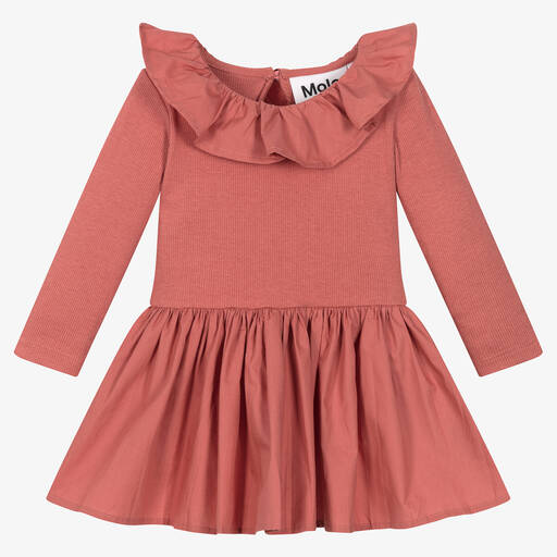 Molo-Girls Pink Organic Cotton Dress | Childrensalon Outlet