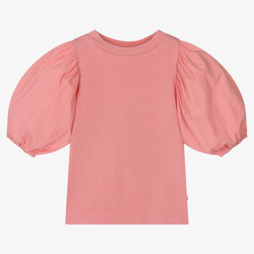 Molo-Girls Pink Organic Cotton T-Shirt | Childrensalon Outlet