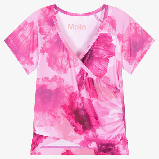 Molo-Girls Pink Poppies Sports Top | Childrensalon Outlet