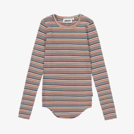 Molo-Girls Pink Striped Cotton Top | Childrensalon Outlet