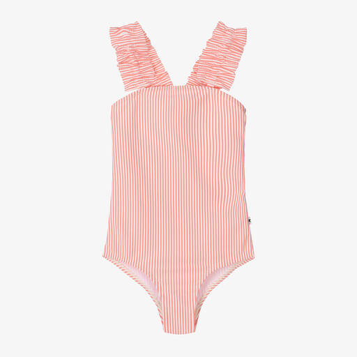 Molo-Girls Pink Striped Swimsuit (UPF50+) | Childrensalon Outlet