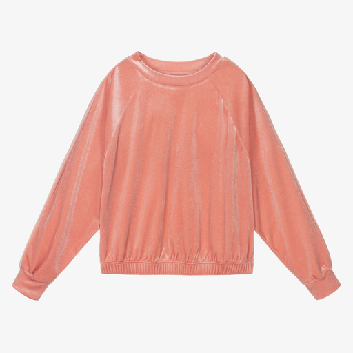 Molo-Girls Pink Velour Sweatshirt | Childrensalon Outlet