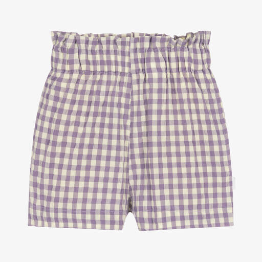 Molo-Girls Purple Gingham Shorts | Childrensalon Outlet