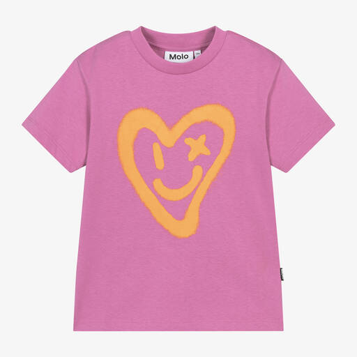 Molo-Girls Purple Organic Cotton T-Shirt | Childrensalon Outlet
