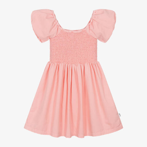Molo-Girls Rosequartz Organic Shirred Frock | Childrensalon Outlet