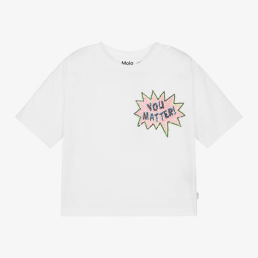 Molo-Футболка с пайетками белая для девочек | Childrensalon Outlet