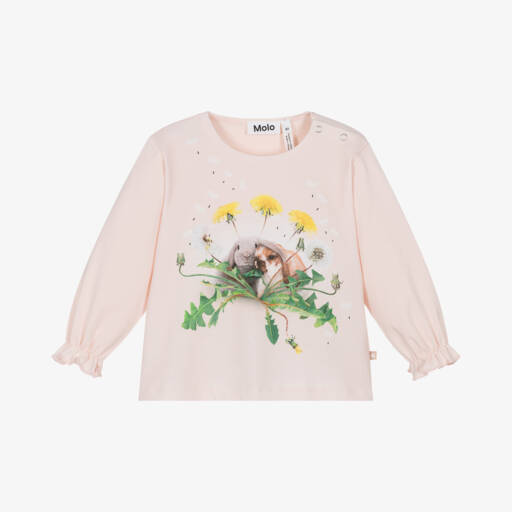 Molo-Girls Soft Pink Rabbit Tee | Childrensalon Outlet