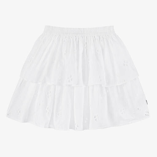 Molo-Girls White Broderie Anglaise Organic Cotton Skirt | Childrensalon Outlet
