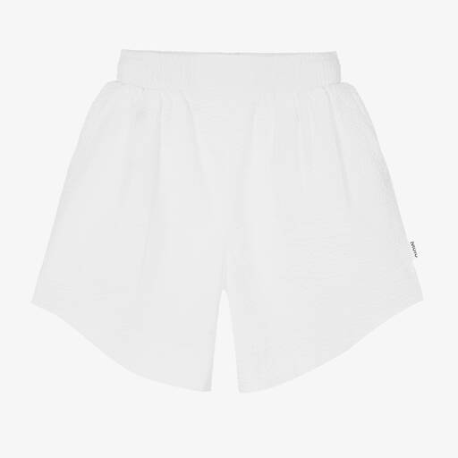 Molo-Girls White Cotton Seersucker Shorts | Childrensalon Outlet