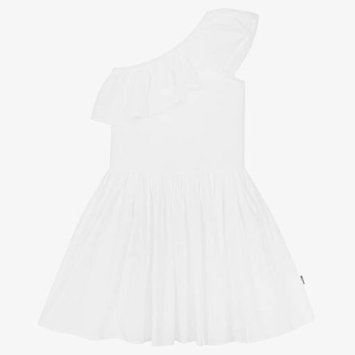 Molo-Girls White Organic Cotton Ruffle Dress | Childrensalon Outlet
