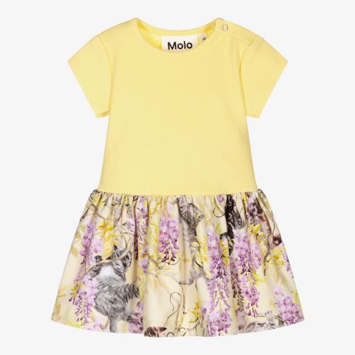 Molo-Girls Yellow Cotton Dress | Childrensalon Outlet