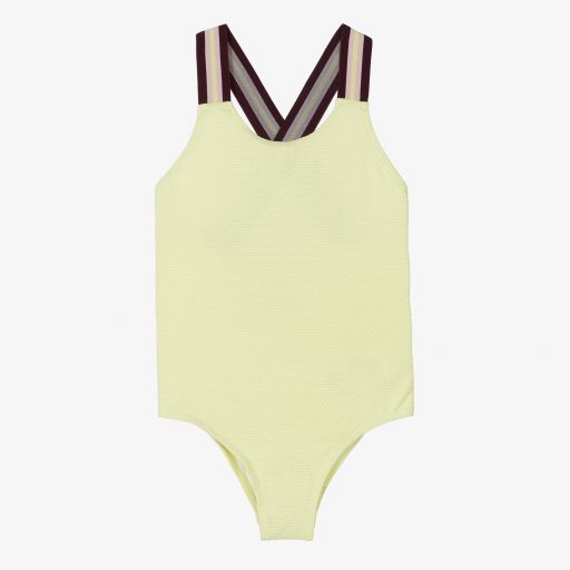 Molo-Girls Yellow Striped Swimsuit | Childrensalon Outlet