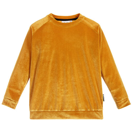 Molo-Girls Yellow Velour Sweatshirt | Childrensalon Outlet