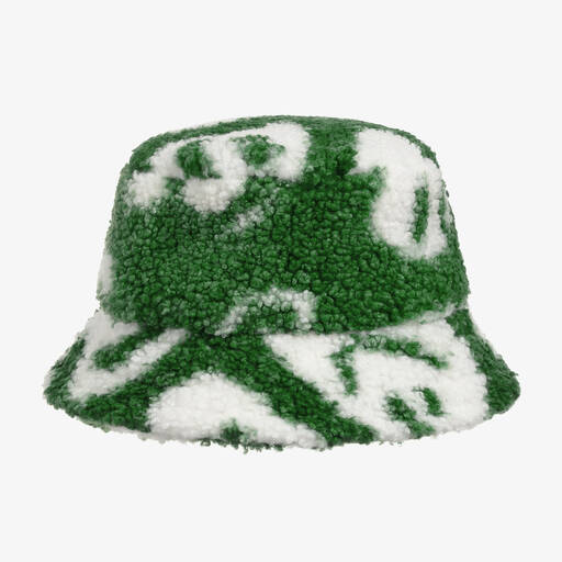 Molo-Green Faux Shearling Happy Faces Bucket Hat | Childrensalon Outlet