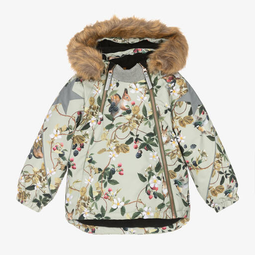 Molo-Grüne Skijacke mit Wald-Print | Childrensalon Outlet