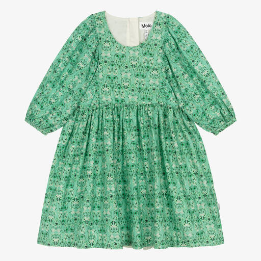 Molo-Green Organic Cotton Floral Heart Dress | Childrensalon Outlet