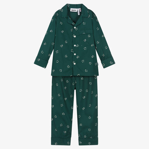 Molo-Green Organic Cotton Happy Face Pyjamas | Childrensalon Outlet