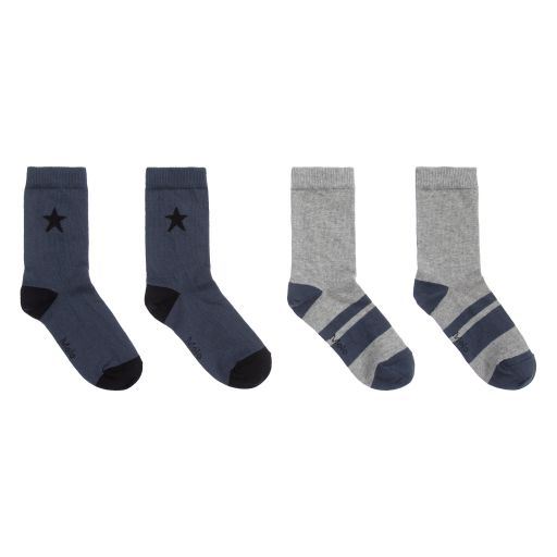 Molo-Chaussettes grises et bleues (x 2) | Childrensalon Outlet