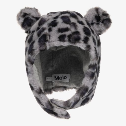 Molo-Graue Kunstfellmütze mit Leopardenmuster | Childrensalon Outlet