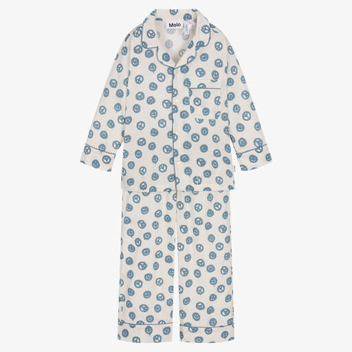 Molo-Ivory & Blue Organic Cotton Pyjamas | Childrensalon Outlet