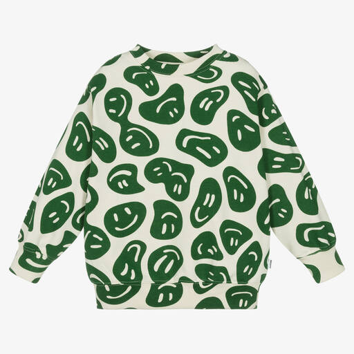 Molo-Ivory & Green Cotton Smile Sweatshirt | Childrensalon Outlet