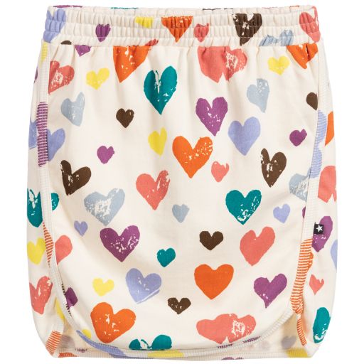 Molo-Ivory Heart Print Cotton Skirt | Childrensalon Outlet