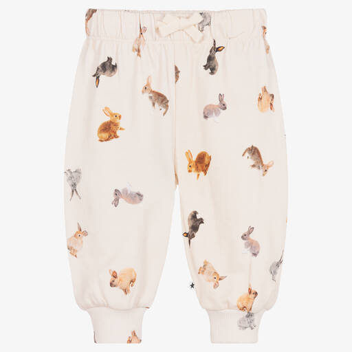 Molo-Ivory Organic Cotton Rabbit Joggers | Childrensalon Outlet