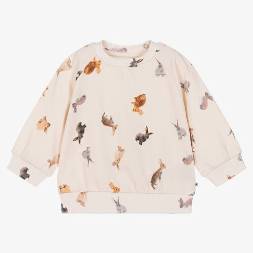 Molo-Ivory Organic Cotton Rabbit Sweatshirt | Childrensalon Outlet