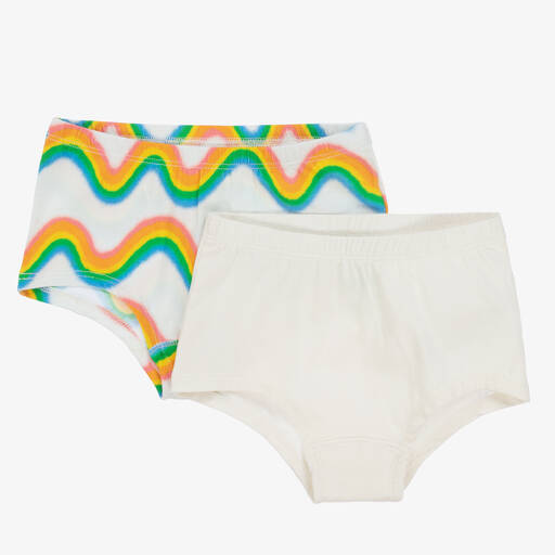 Molo-Ivory Organic Cotton Rainbow Knickers (2 Pack) | Childrensalon Outlet