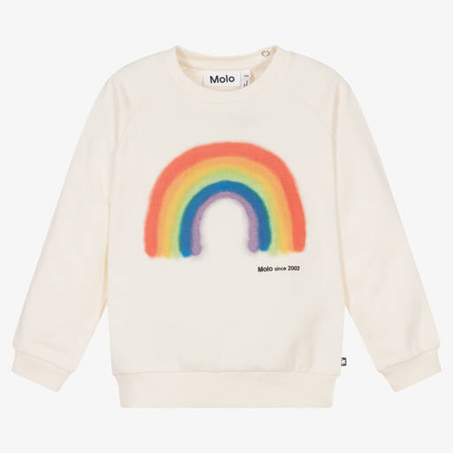 Molo-Кремовый свитшот из органического хлопка с радугой | Childrensalon Outlet
