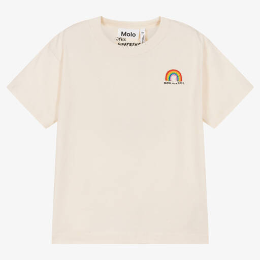Molo-Ivory Organic Cotton Rainbow T-Shirt | Childrensalon Outlet