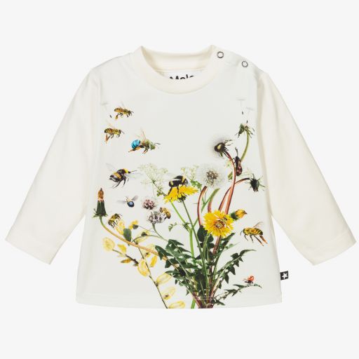 Molo-Ivory Organic Floral Top | Childrensalon Outlet