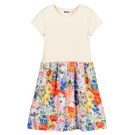 Molo-Ivory & Pink Floral Dress | Childrensalon Outlet