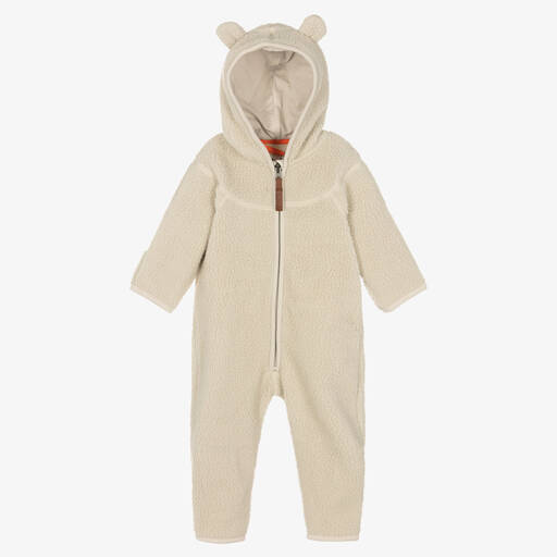 Molo-Ivory Teddy Fleece Pramsuit | Childrensalon Outlet