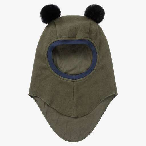 Molo-Khaki Green Pom-Pom Fleece Balaclava | Childrensalon Outlet