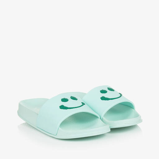 Molo-Mint Green Smiling Face Foam Sliders | Childrensalon Outlet