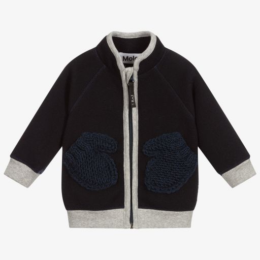 Molo-Navy Blue Zip Up Fleece  | Childrensalon Outlet