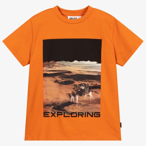 Molo-Orange Organic Cotton T-Shirt | Childrensalon Outlet