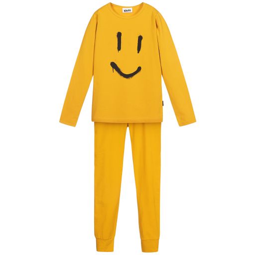 Molo-بيجاما قطن عضوي جيرسي لون أصفر موتارد للأولاد | Childrensalon Outlet