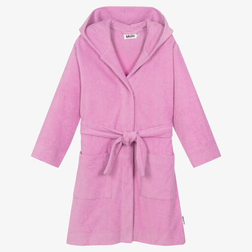 Molo-Pink Cotton Hooded Bathrobe | Childrensalon Outlet
