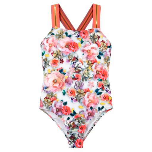 Molo-Pink Floral Swimsuit (UPF50+) | Childrensalon Outlet
