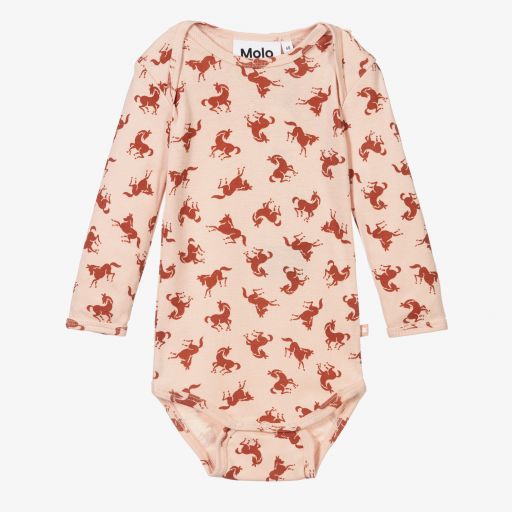 Molo-أوفرول بادي أطفال بناتي قطن عضوي لون زهري | Childrensalon Outlet