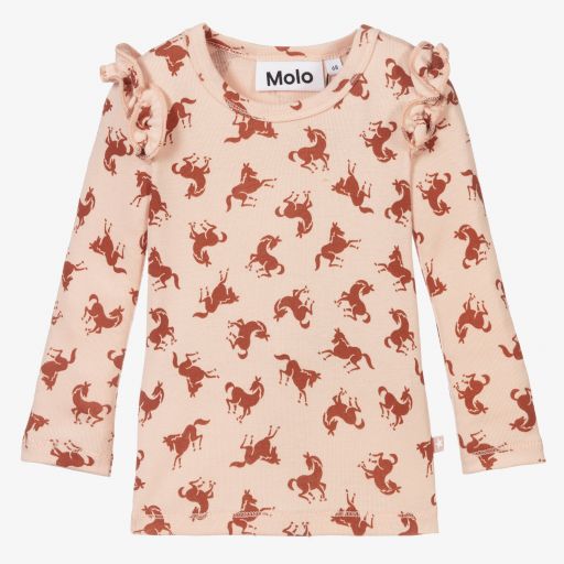 Molo-Pink Organic Cotton Horse Top | Childrensalon Outlet