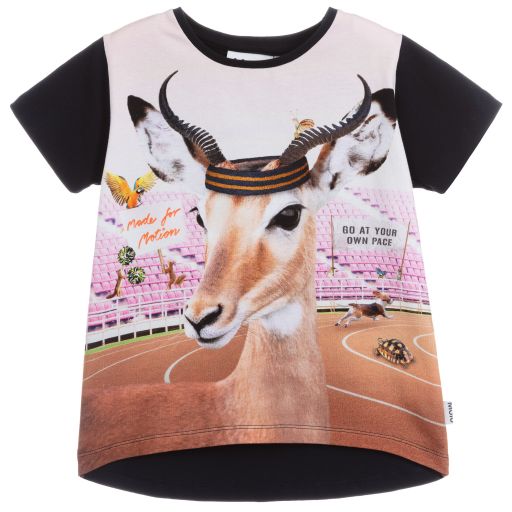 Molo-T-shirt rose en coton biologique | Childrensalon Outlet