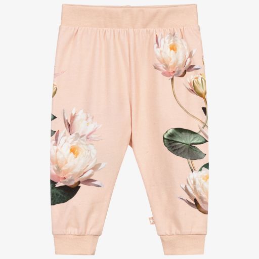 Molo-Pink Organic Flower Joggers | Childrensalon Outlet