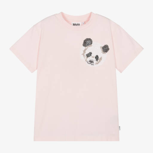 Molo-Pink Panda Organic Cotton Tee for Girls | Childrensalon Outlet