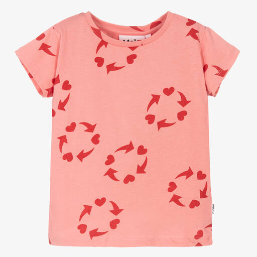 Molo-Pink & Red Cotton T-Shirt | Childrensalon Outlet