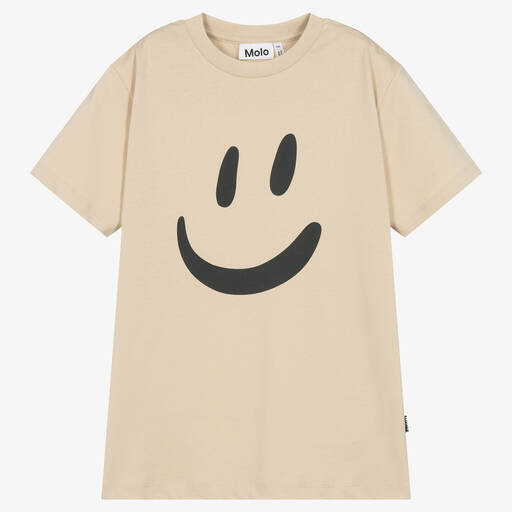 Molo-T-shirt beige en coton bio Smile | Childrensalon Outlet