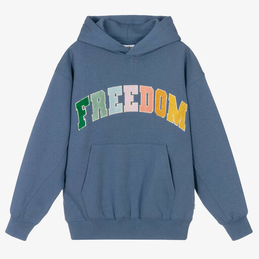 Molo-Teen Blue Cotton Freedom Hoodie | Childrensalon Outlet