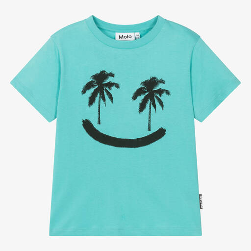 Molo-Teen Blue Cotton Palm Tree T-Shirt | Childrensalon Outlet